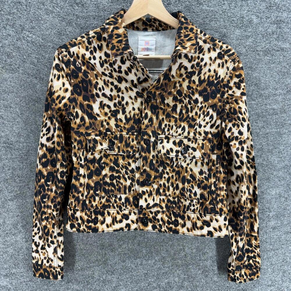 LulaRoe Jacket Women XS Brown Animal Print Button Up Collared Long Sleeve Cotton